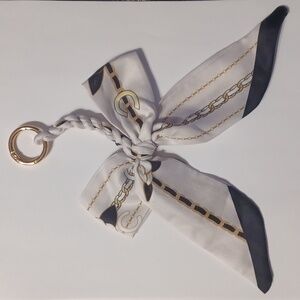 Elegant White and Black Bow Keychain